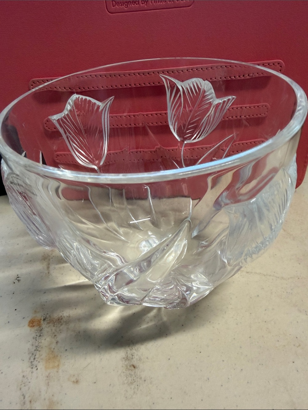 Cristal de France Embossed Lead Crystal Tulip Clear Bowl